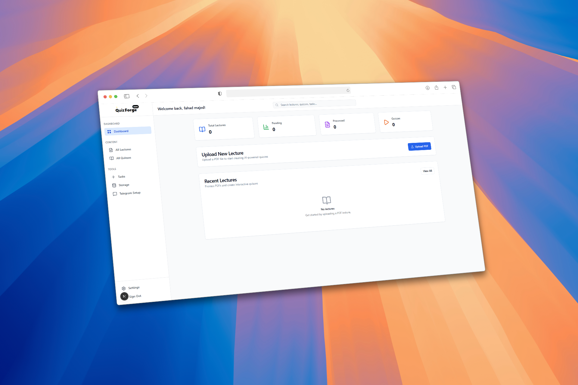 QuizForge dashboard preview